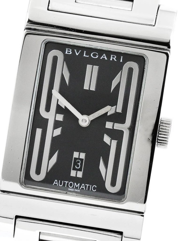 Bvlgari Rettangolo Rt45s Date Black Dial Automatic Mens Watch